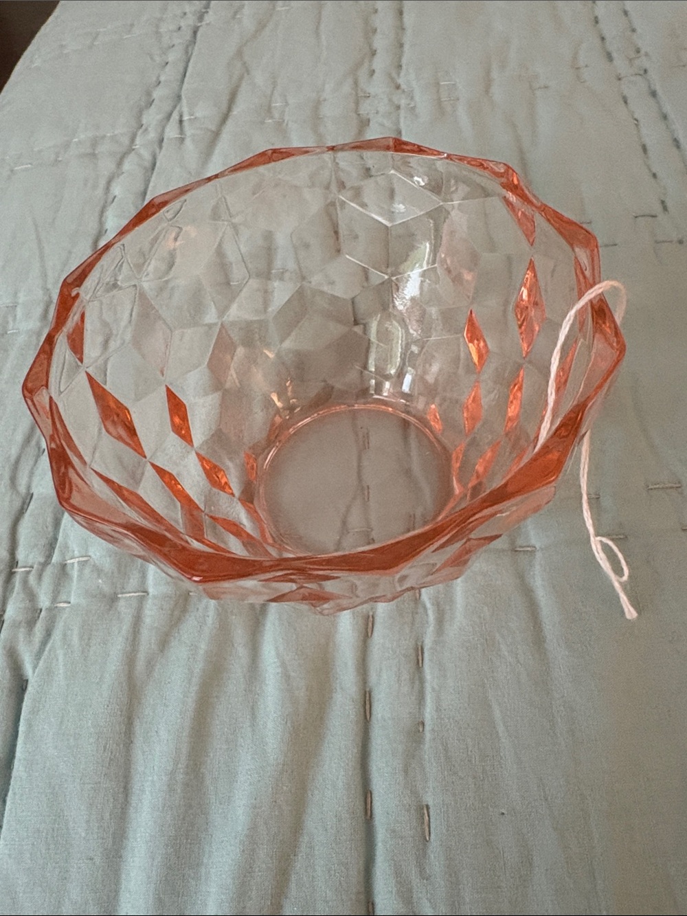Vintage Pink Pressed Glass Dessert Bowl and Saucer - Picture 3 of 4